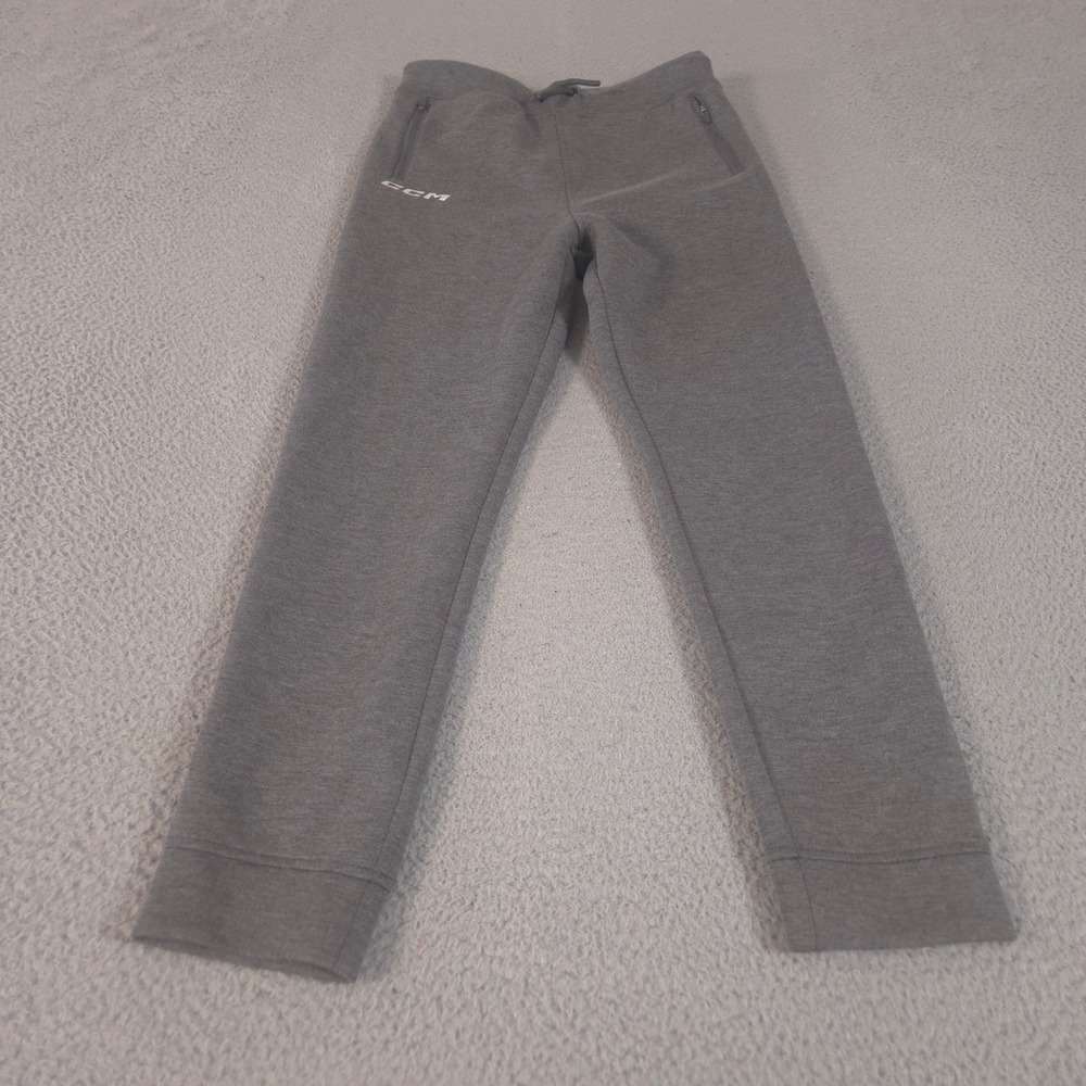 CCM Pants Youth XL Gray Tech Fleece Cuffed Jogger Tapered Leg Zipper Pockets